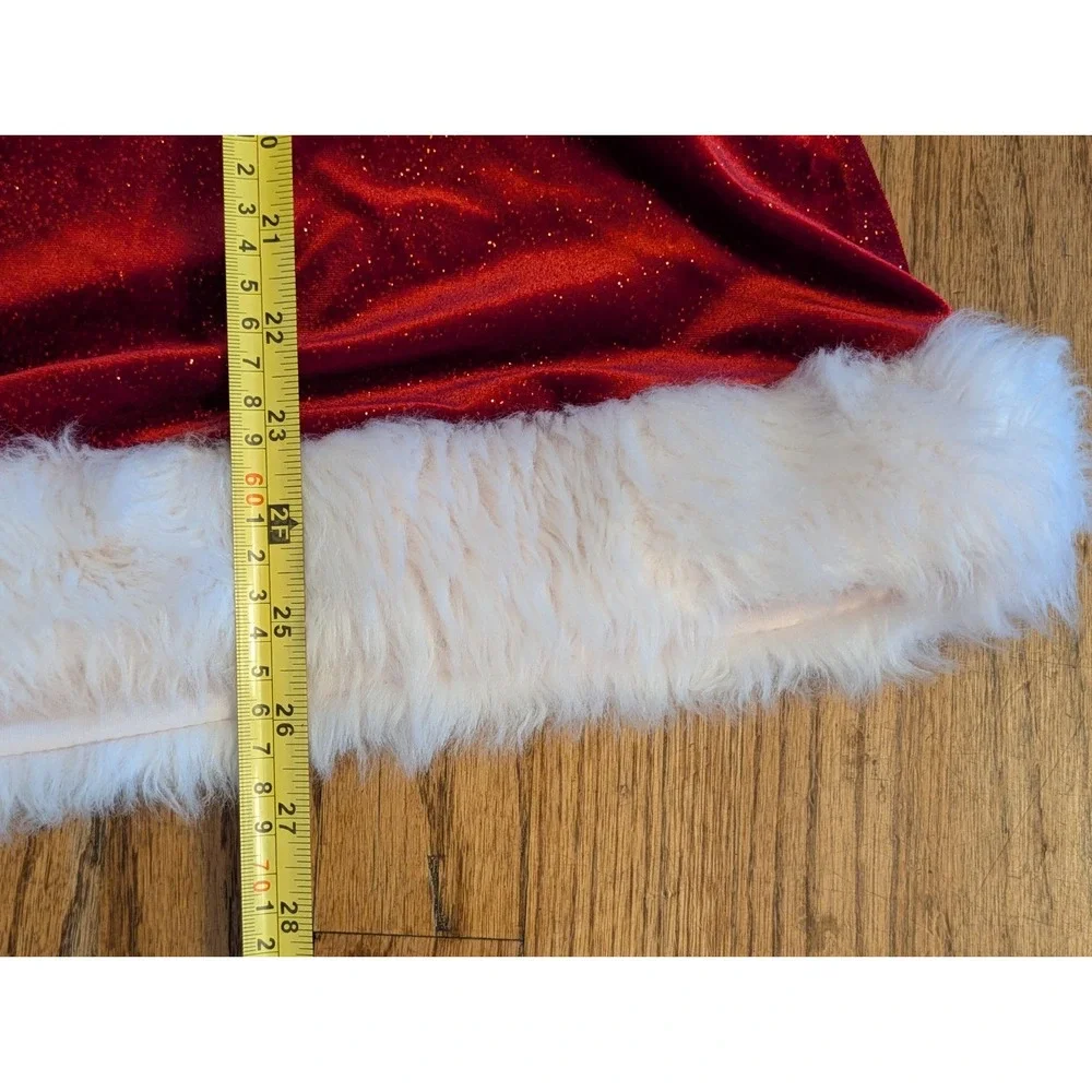 Bonnie Jean Girls Red Velvet Sequin Christmas Dress Faux Fur Trim Size 8